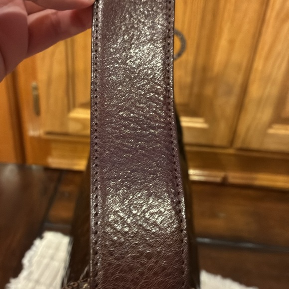 Like New Brighton Cher Brown Patent Leather Embossed Shoulder Bag (ABBA) - Picture 12 of 16